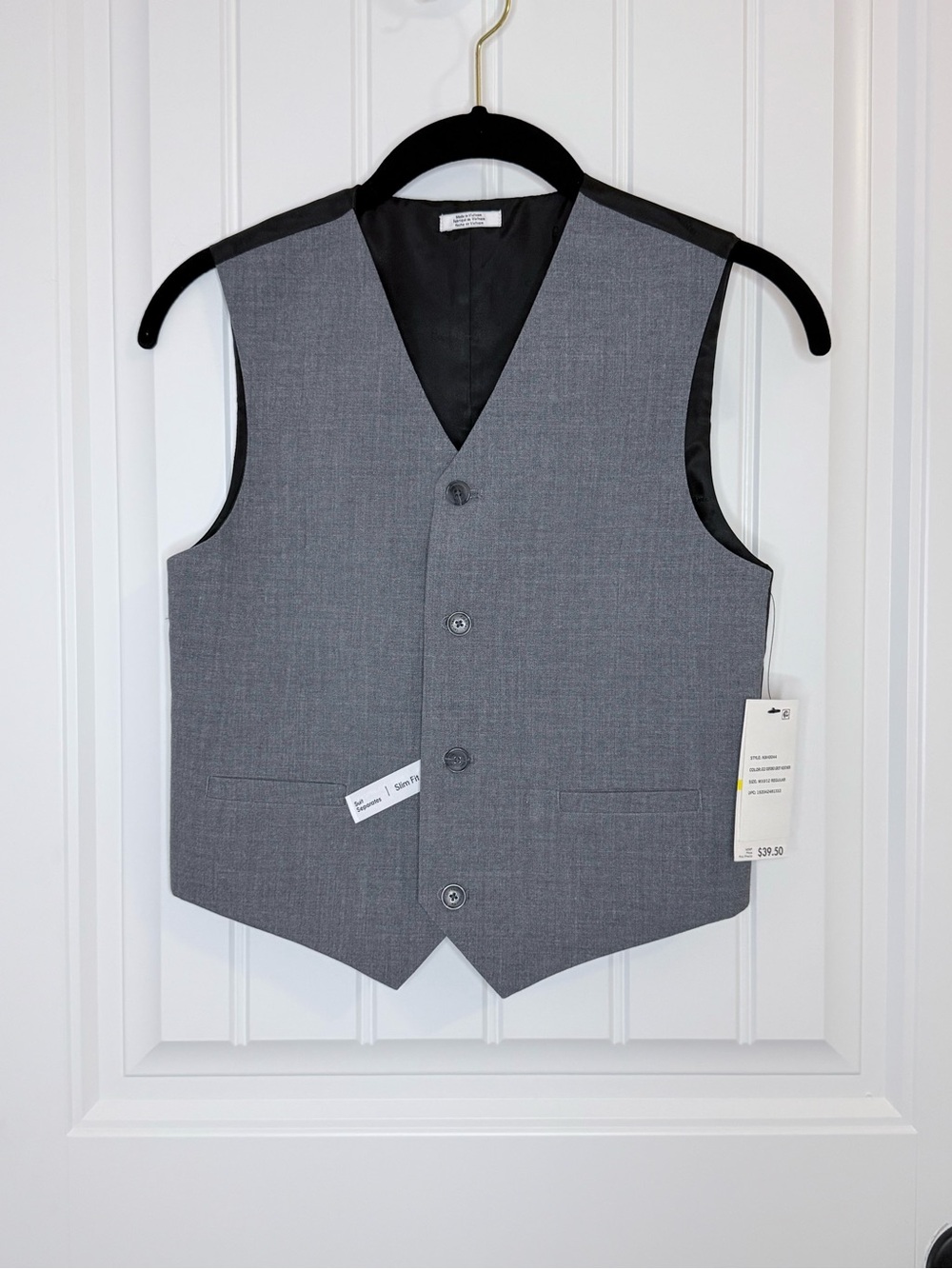NWT Calvin Klein Boys Vest Oxford Grey Heather Tailored - Modern V-neck